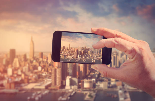 istock Taking photo with phone of Manhattan district 1171367776