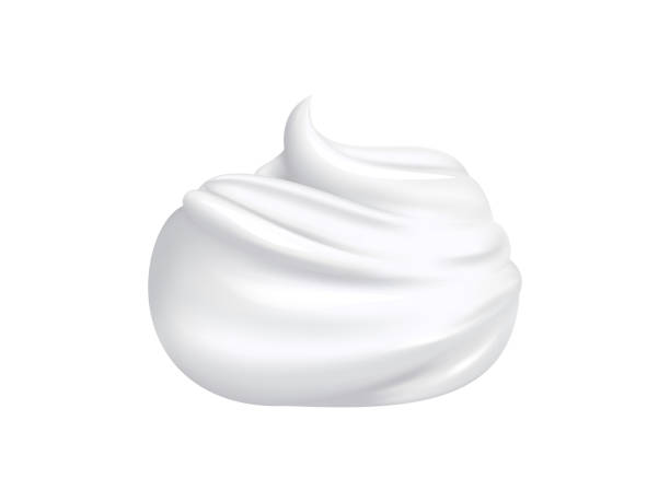 White soft and moisturizing foam for cleansing White soft and moisturizing foam for cleansing. Realistic vector foaming cleanser on white background shaving cream stock illustrations