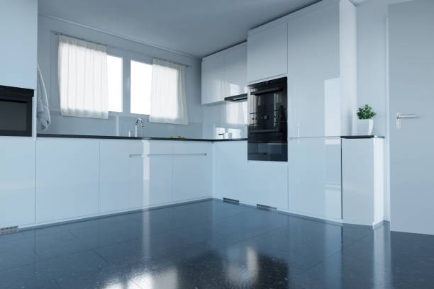 istock 3d rendering of white elegante kitchen with natural stone tiles 1171376657