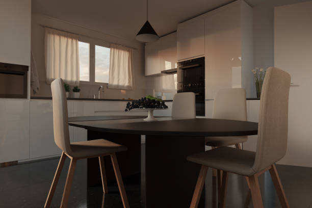 istock 3d rendering of white elegante kitchen with natural stone tiles 1171376658