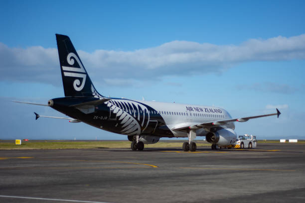 Air New Zealand Airbus A320, Being towed prior to take off, New Zealand, 27 August 2019