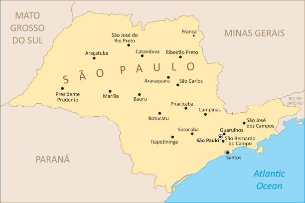 mapa regionu stanu sao paulo - santos stock illustrations