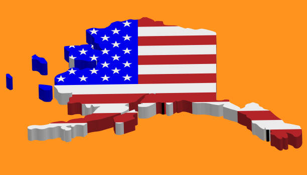 istock 3D Map of the U.S. state of Alaska with American Flag. Vector illustration 1171389250