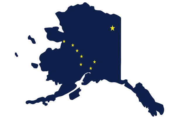 illustrations, cliparts, dessins animés et icônes de drapeau de carte de l'état américain de l'alaska. illustration de vecteur - alaska état américain