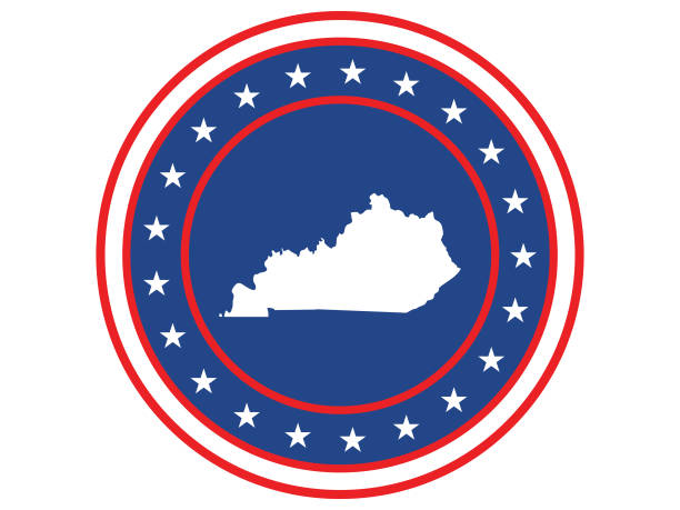 Badge of the State of Kentucky in colors of USA flag vector illustration of Badge of the State of Kentucky in colors of USA flag frankfort kentucky stock illustrations
