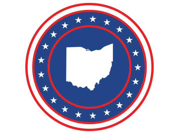 Badge of the State of Ohio in colors of USA flag vector illustration of Badge of the State of Ohio in colors of USA flag columbus ohio sign stock illustrations