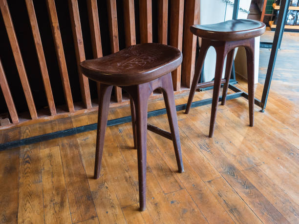 istock Two beautiful bar stools made of wood in a cafe 1171394894