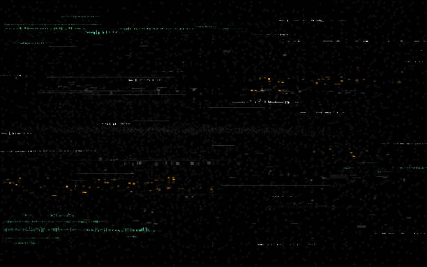 usterka tła. zniekształcenia wideo na czarnym tle. błąd sygnału cyfrowego. szum pikseli kolorów z zniekształconych linii. usterka telewizji i losowe kształty. brak sygnału. ilustracja wektorowa - vector background video stock illustrations