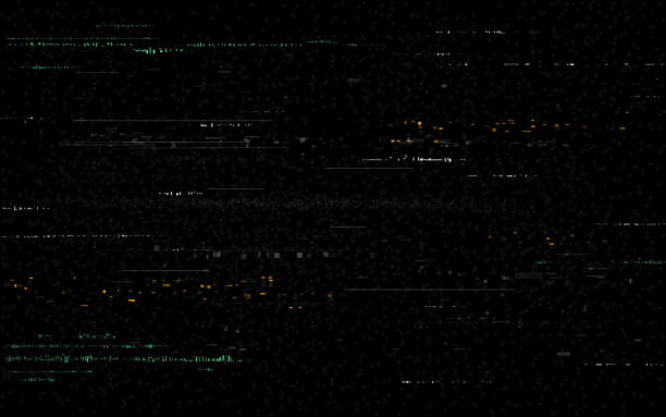 Glitch background. Video distortions on black backdrop. Digital signal error. Color pixel noise with distorted lines. Television glitch and random shapes. No signal. Vector illustration Glitch background. Video distortions on black backdrop. Digital signal error. Color pixel noise with distorted lines. Television glitch and random shapes. No signal. Vector illustration. television lines stock illustrations