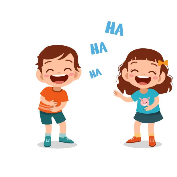 Vector illustration of kids children laughing together vector