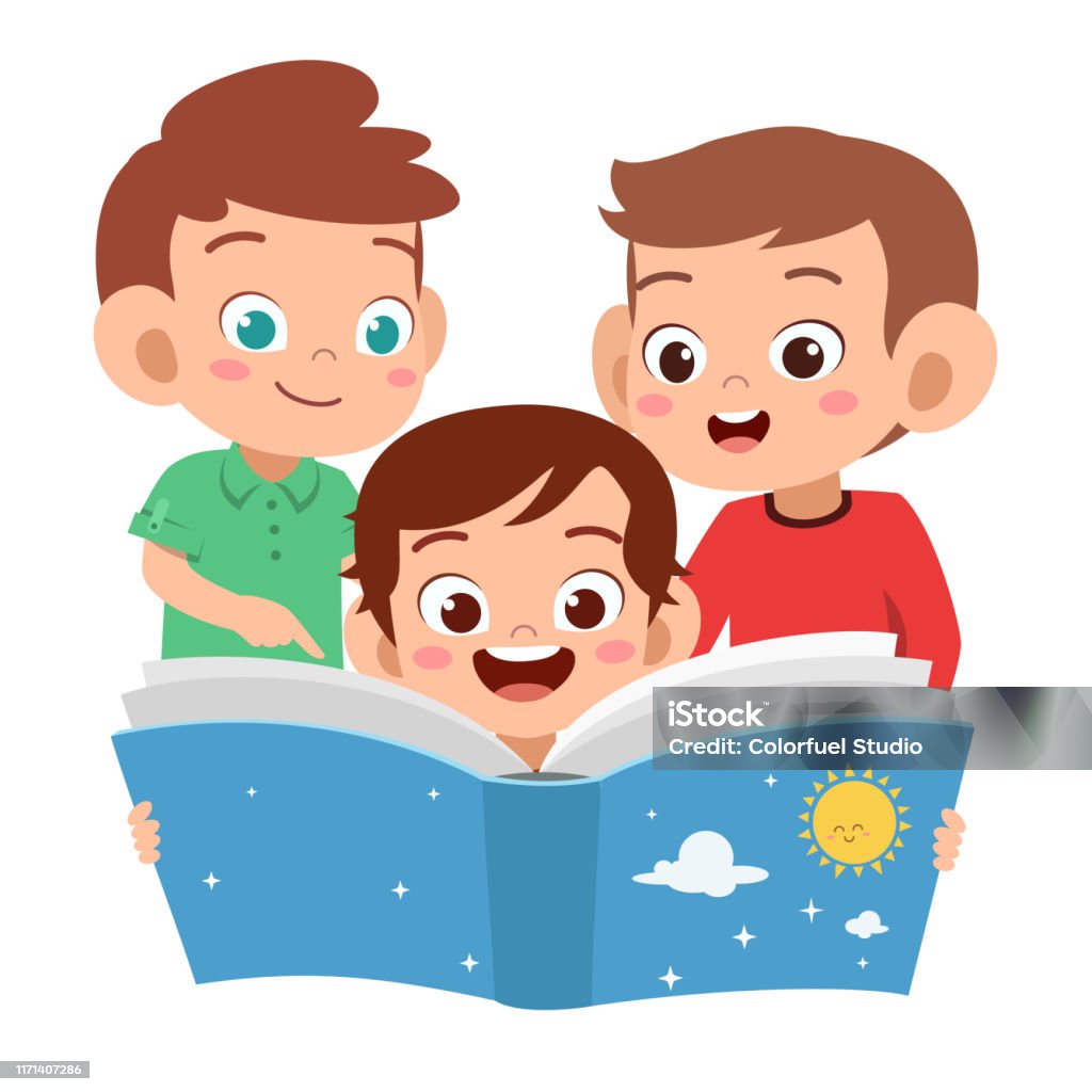 Trẻ Em Đọc Sách Vector Minh Họa Hình minh họa Sẵn có - Tải xuống ...