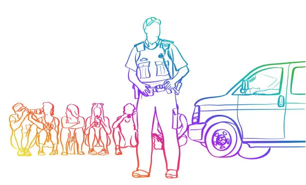 Vector illustration of Event Security Policeman Rainbow