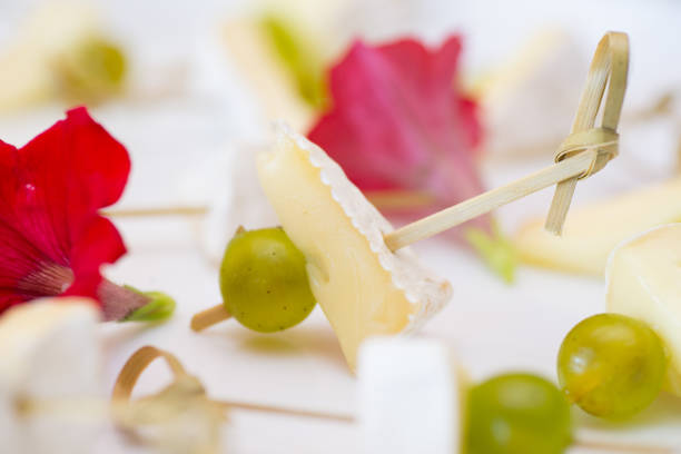 Beautifully arranged buffet reception finger food appetizers.