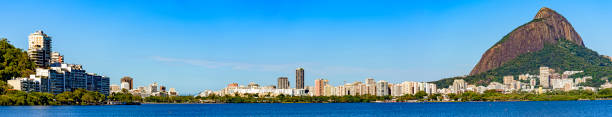 istock Panoramic skyline at Rodrigo de Freitas lagoon with blue sky 1171423965