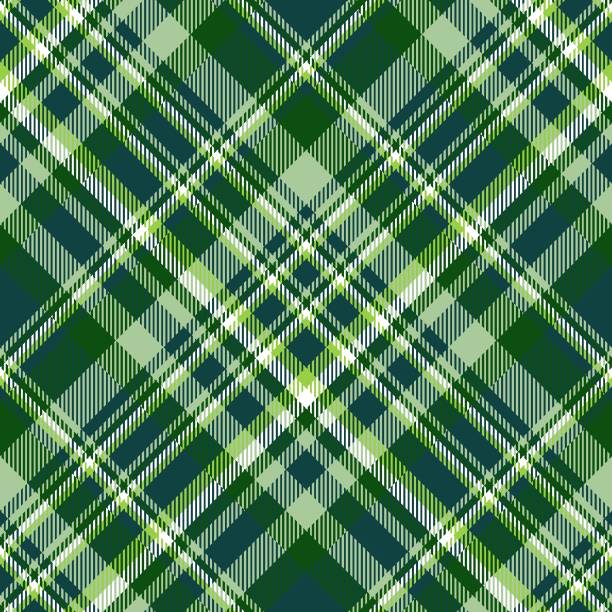 Plaid check pattern in teal, green and white. Seamless fabric texture preppy fashion stock illustrations