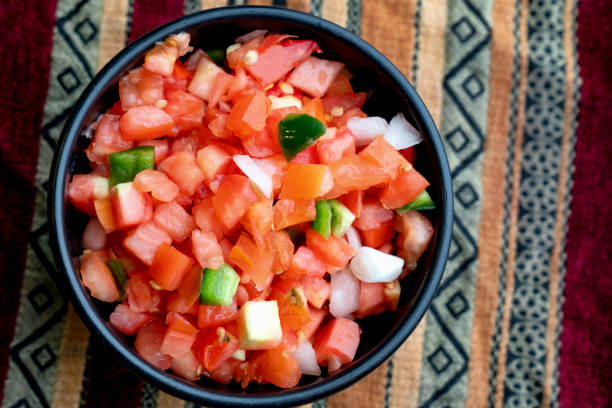 Colorful variety of salsas.Please see my portfolio for many more food photos.