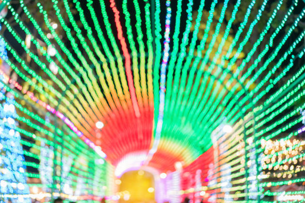 istock Colorful Christmas lights bokeh for background material 1171428176