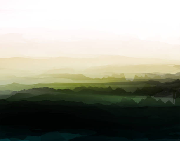 vector of watercolor painting mountain landscape background