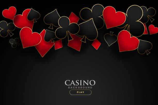 ilustrações de stock, clip art, desenhos animados e ícones de casino playing card symbols on black background - cards spade suit symbol heart suit