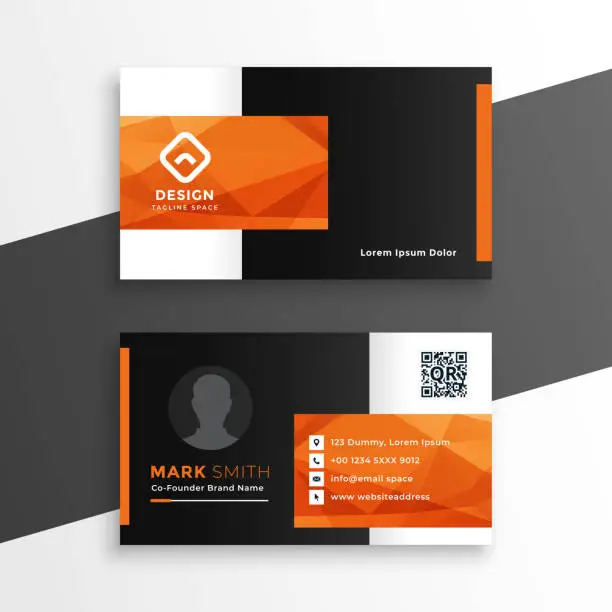 Vector illustration of abstract orange theme geometric business card design