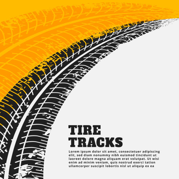 grunge reifenspur druck markiert hintergrund - tire track tire track textured stock-grafiken, -clipart, -cartoons und -symbole