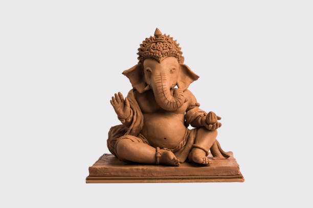 eco friendly Ganesh/Ganpati idol or murti, home made. selective focus stock photo