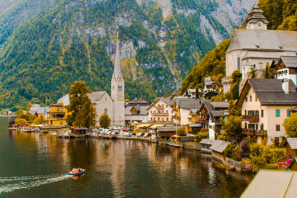 istock Hallstatt lake in autumn scene. 1171445355