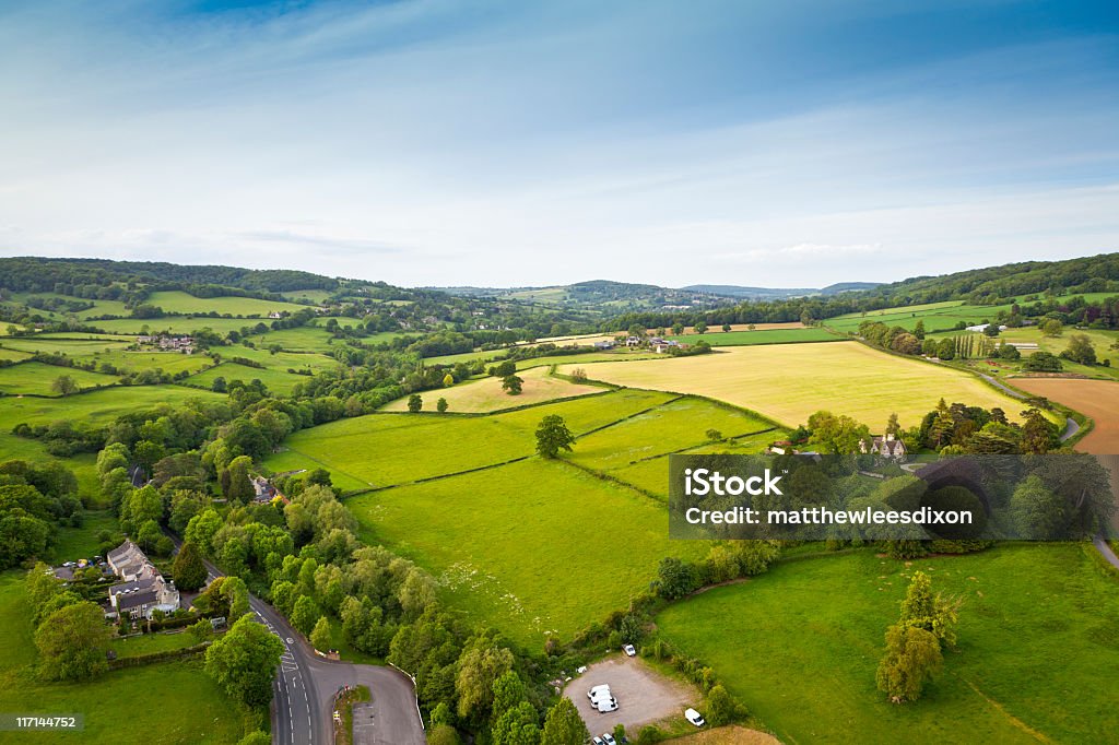 Idyllisches ländliches, Luftaufnahme, Cotswolds UK - Lizenzfrei Vereinigtes Königreich Stock-Foto