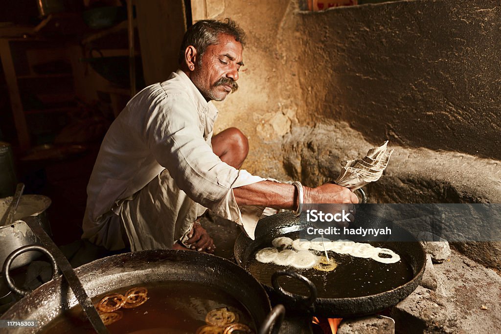 인도어 street 가게상 음식 준비 (jalabi - 로열티 프리 인도-인도아 대륙 스톡 사진