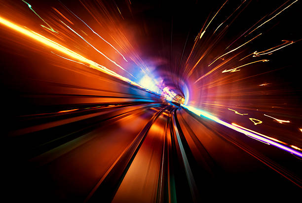 light-tunnel - blurred motion abstract electricity power line stock-fotos und bilder