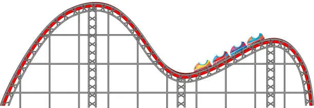 Vector illustration of Roller coaster track on white background