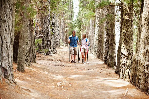istock Couple hiking in woods 117145577