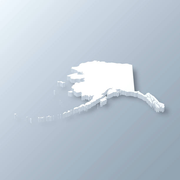 Alaska 3D Map on gray background 3D map of Alaska isolated on a blank and gray background, with a dropshadow. Vector Illustration (EPS10, well layered and grouped). Easy to edit, manipulate, resize or colorize. alaska us state illustrations stock illustrations