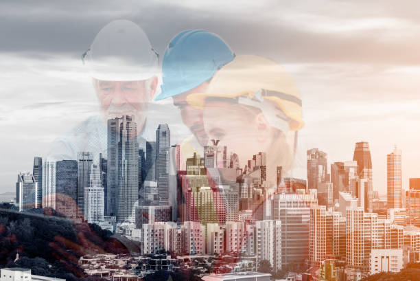 istock Business Construction Industry and Engineering Teamwork Concept, Businesspeople are Brainstorming Planning Together for Their Project at Construction Site. Engineer Professional Teams and Workplace. 1171459716