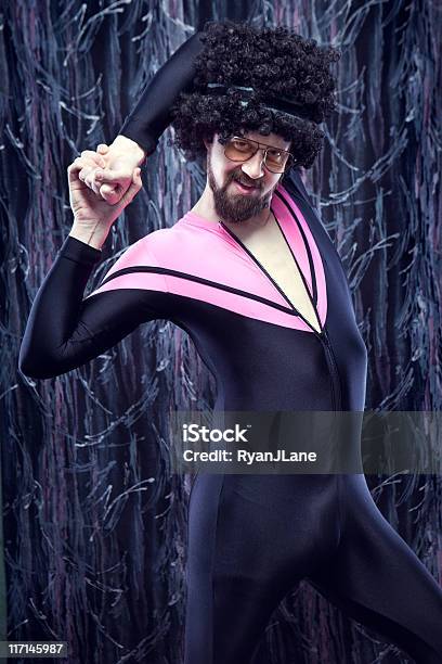 Afro Aerobics Instructor From The 1980s Stock Photo - Download Image Now - 1980-1989, Leotard, Men