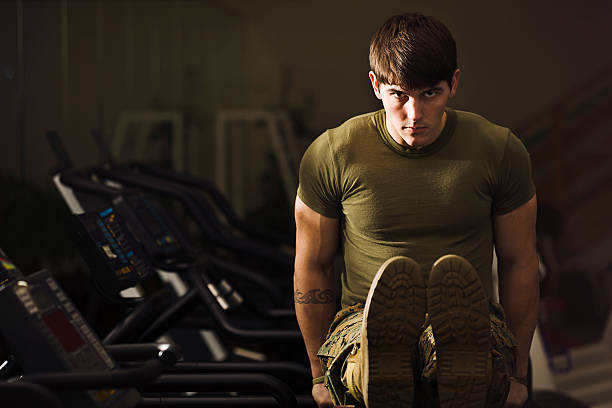 Bootcamp Fitness Trainer  military camp stock pictures, royalty-free photos & images