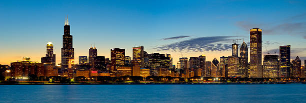 istock Panoramic View of Chicago at Sunset 117146237