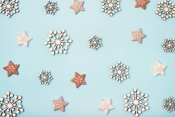 istock Christmas pattern. Stars and snowflakes on blue background 1171463537