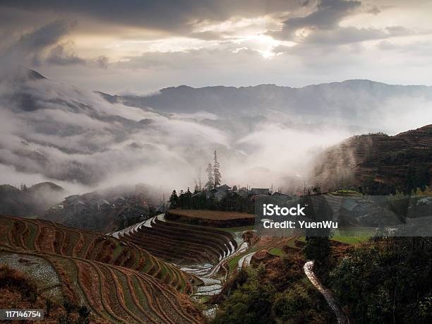 Storm Over The Village Stock Photo - Download Image Now - Asia, Atmospheric Mood, Beauty In Nature