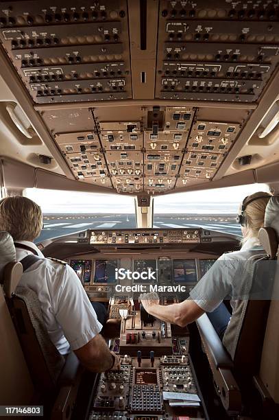 Aircraft Cockpit Stock Photo - Download Image Now - Cockpit, Pilot, Piloting