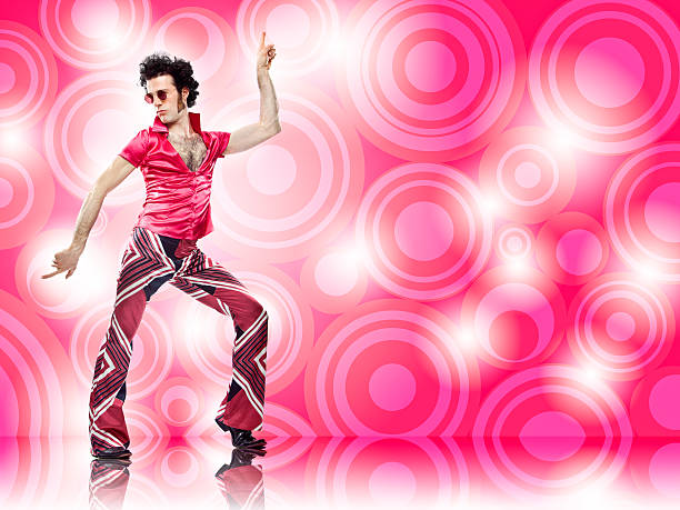 1970s vintage pink man with sunglasses disco dance move  clubbing stock pictures, royalty-free photos & images