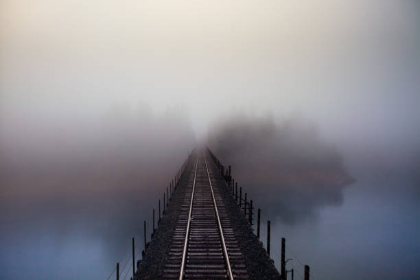 Train tracks cross a bridge and disappear into the foggy distance through a stand of trees.\n\n\n[url=http://www.istockphoto.com/search/lightbox/9794941][img]http://www.halbergman.com/istock/collections/highways.jpg[/img][/url]\n\n[url=http://www.istockphoto.com/search/lightbox/3750562][img]http://www.halbergman.com/istock/collections/industry.jpg[/img][/url]