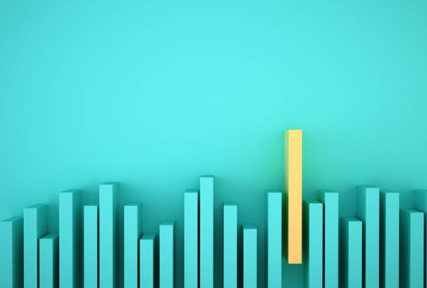 istock Outstanding yellow bar graph among blue bar graph on light blue background. Minimal concept idea Business and Finance 1171472135