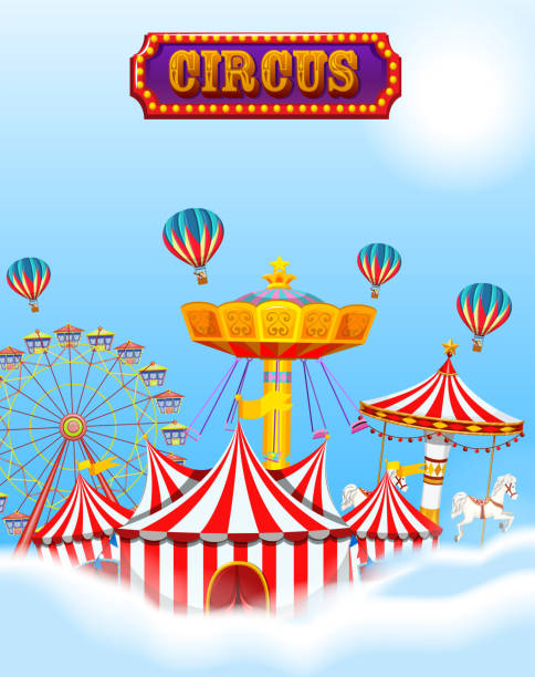 istock Circus in the clouds and sky with tent and rides 1171472356