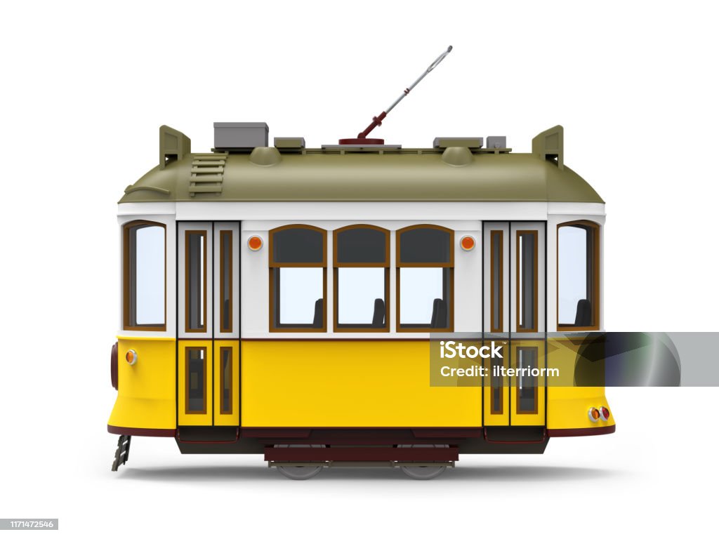 Old Tram Cartoon Side Stock Photo - Download Image Now - Cable Car, Three  Dimensional, Old - iStock