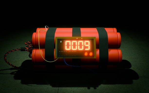 istock Image of a time bomb on dark background. Timer counting. 3d render 1171473622