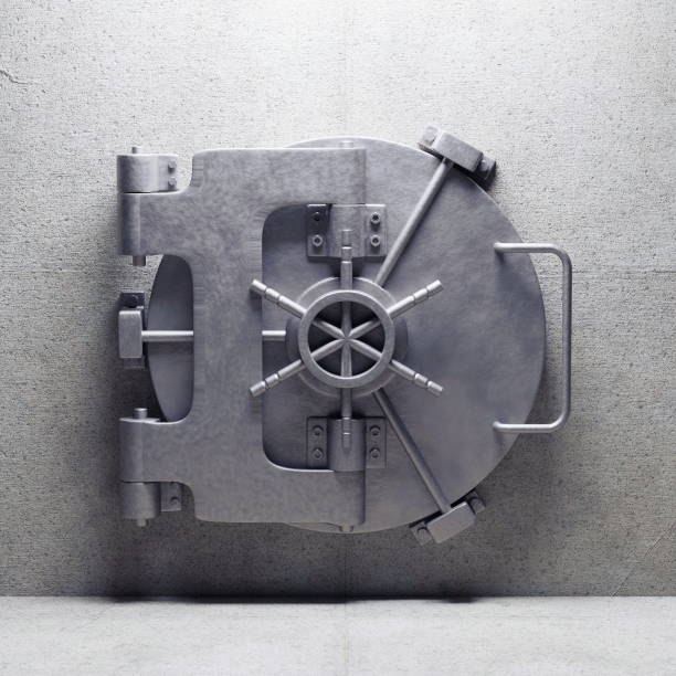istock bank vault door. 3d render 1171473901
