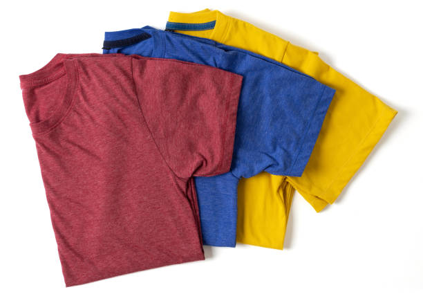 istock red bule and yellow shirt zigzag on white background 1171474421