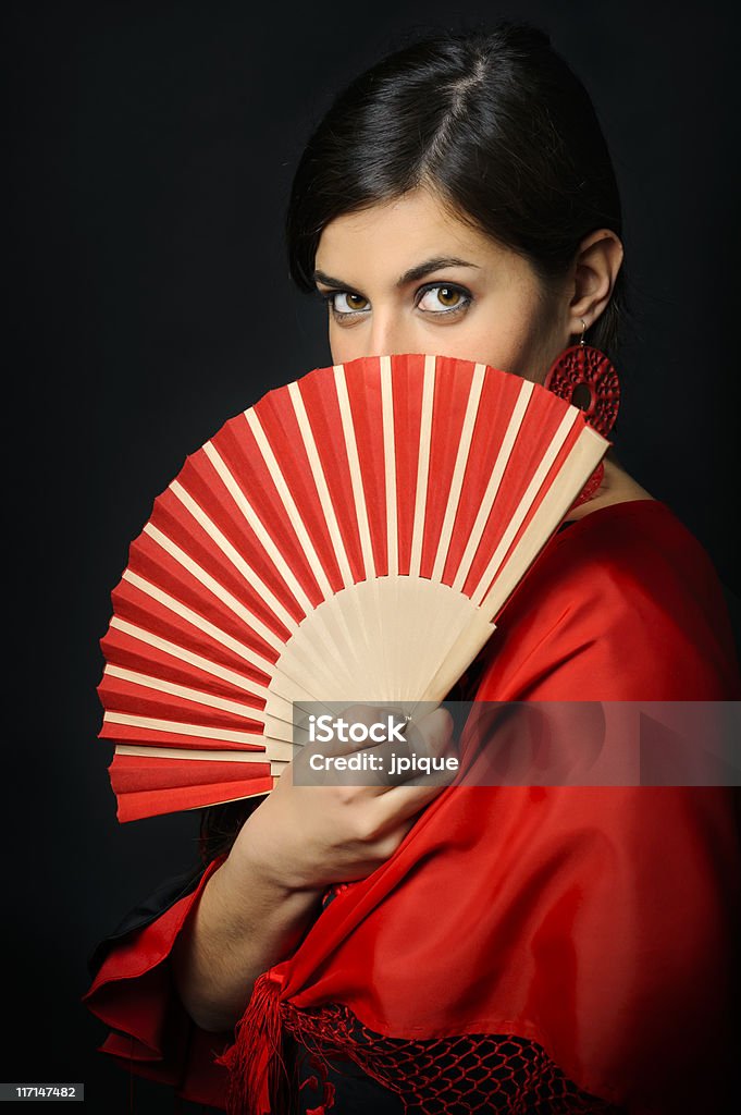 Danseuse de Flamenco portrait - Photo de Éventail libre de droits