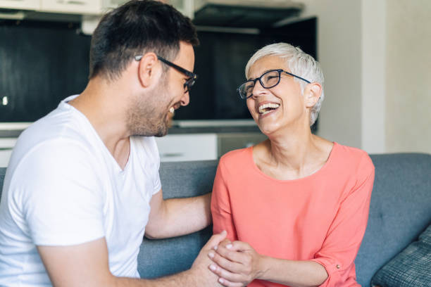 istock Happy senior woman and her son 1171476911